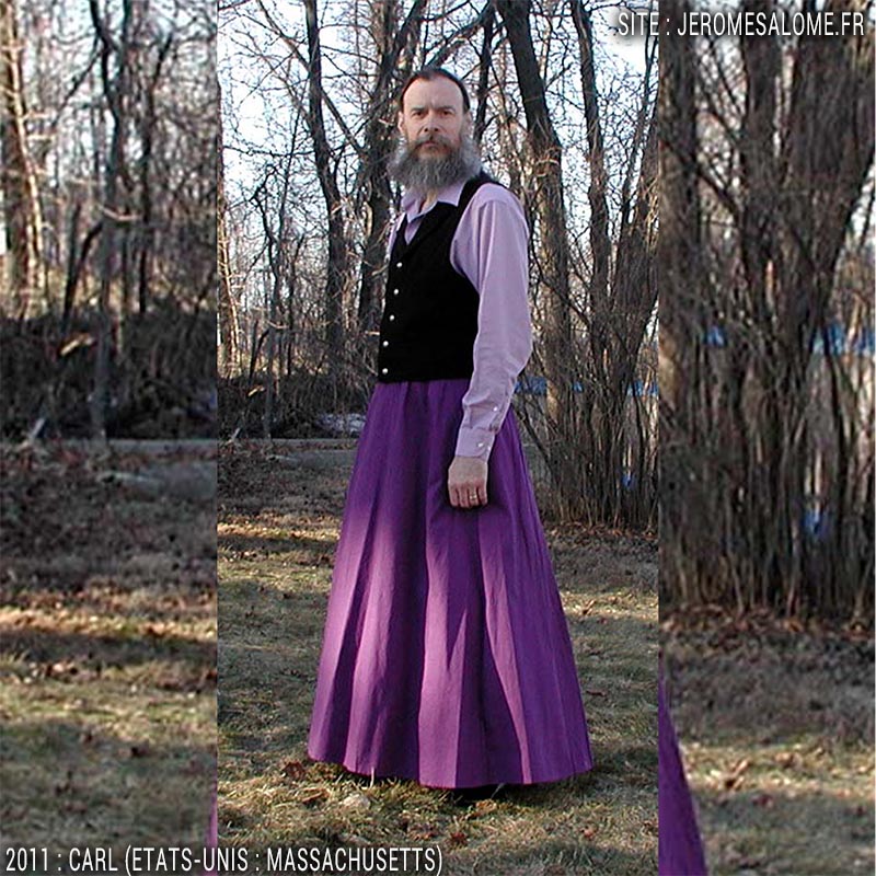 Carl, un homme en jupe du Massachusetts aux Etats-Unis