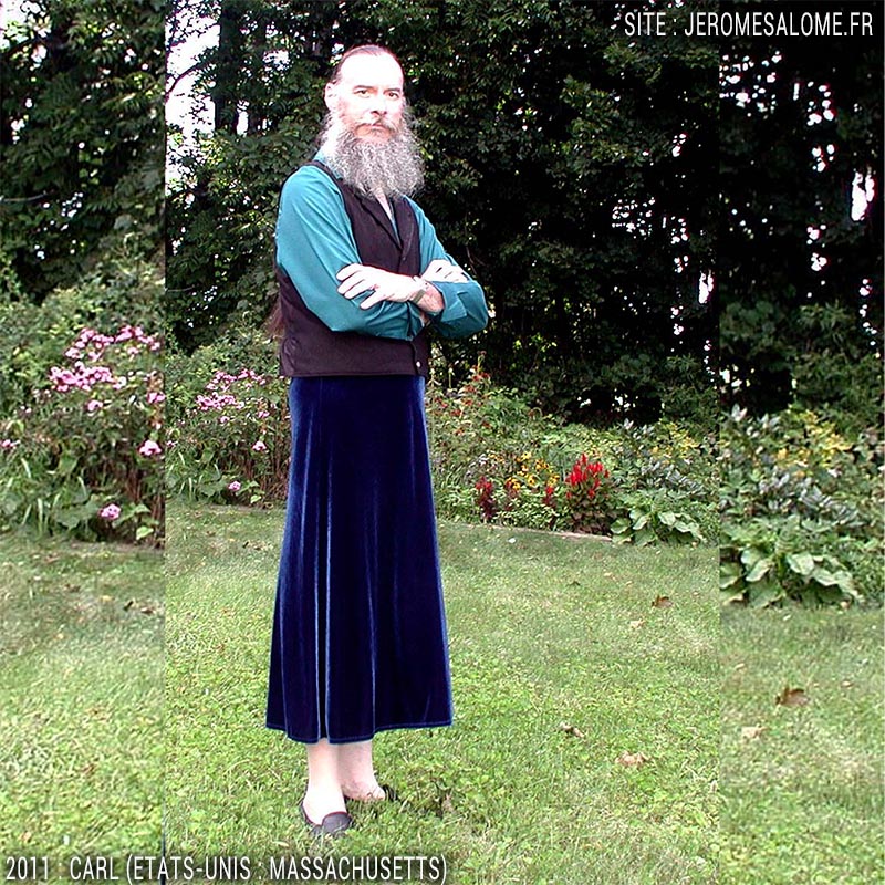 Carl, un homme en jupe du Massachusetts aux Etats-Unis