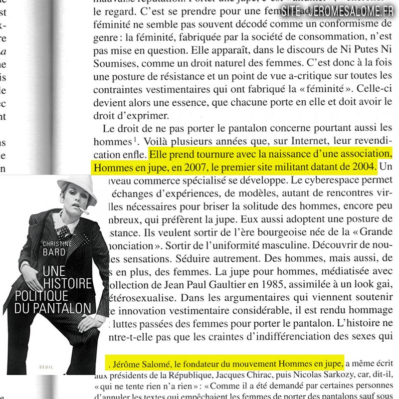 Fondateur du mouvement hommes en jupe par Christine Bard