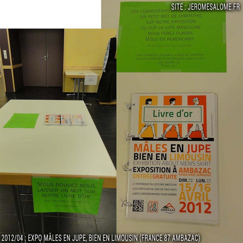 Livre d'or de l'exposition Mâles en jupe bien en limousin à Ambazac