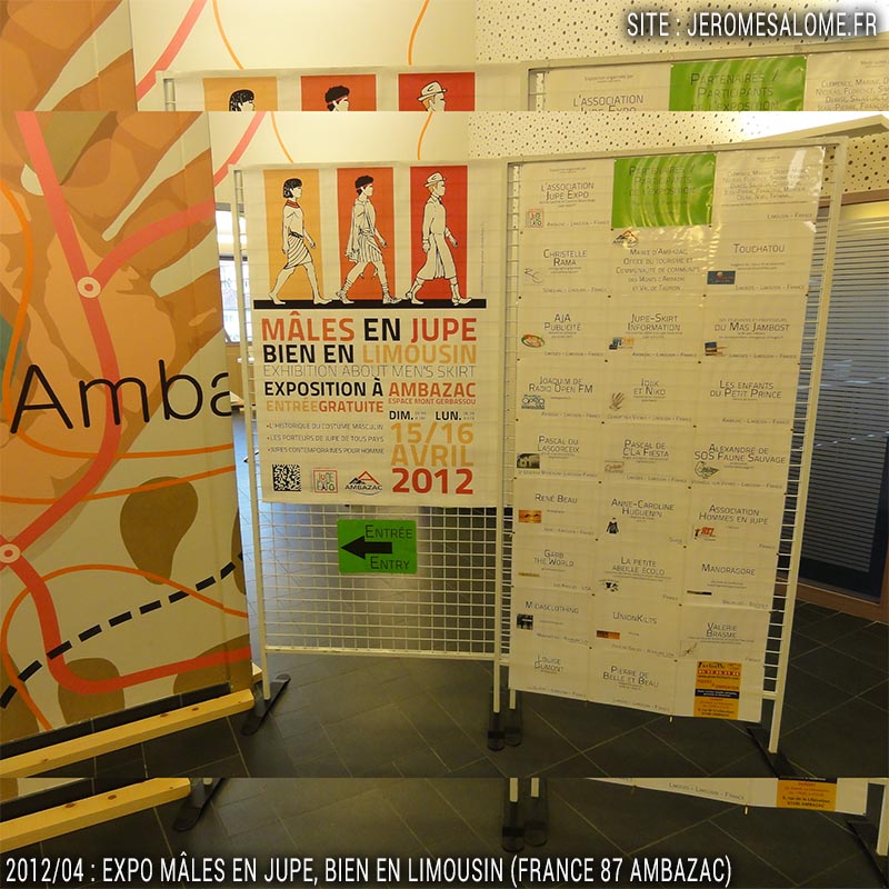 Panneaux des partenaires lors de la première édition de l'exposition Mâles en jupe Bien en Limousin