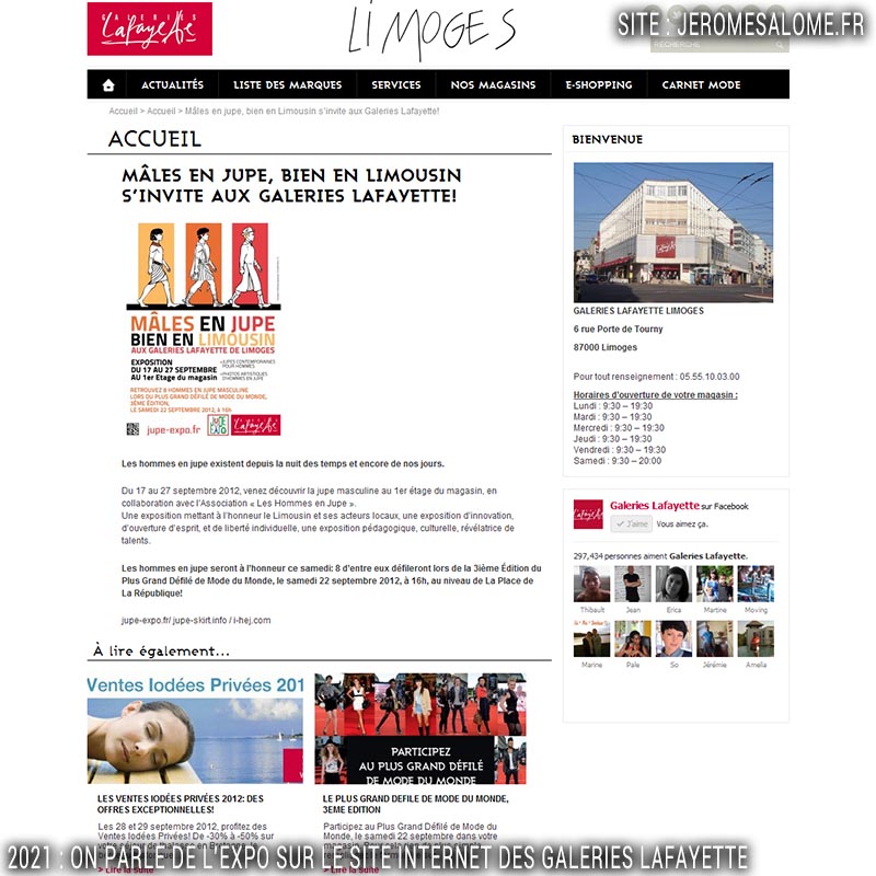 Expo et défilé d'hommes en jupe aux Galeries Lafayette