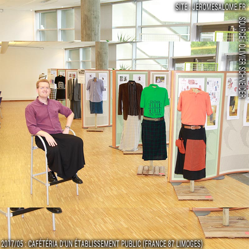 Exposition les jupes masculines dans un établissement public