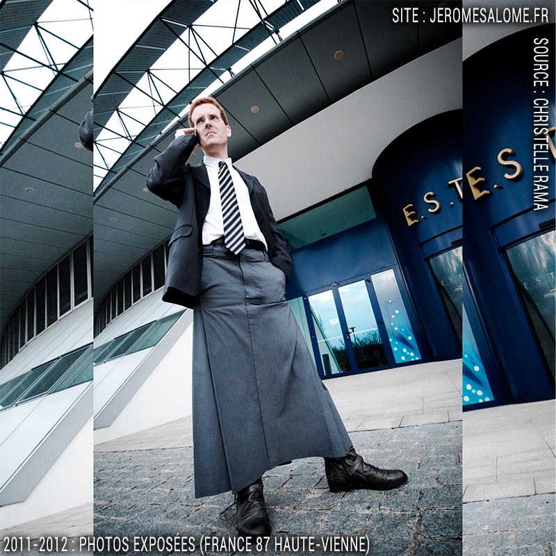 Homme d'affaire en jupe par Jérôme Salomé