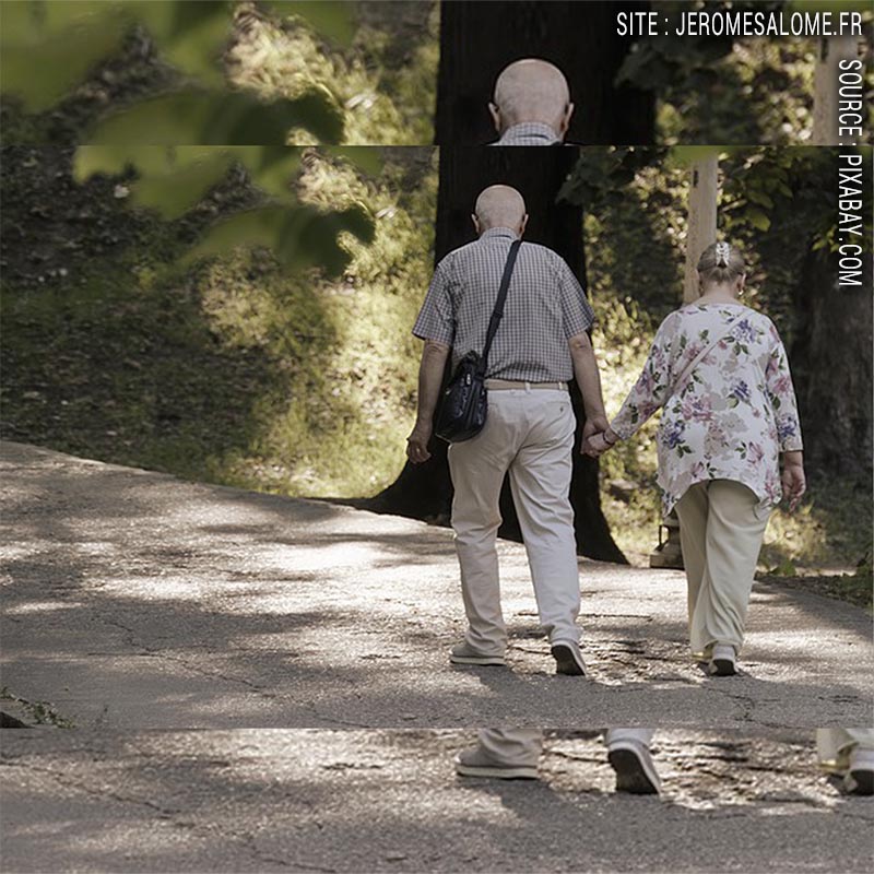 Couple de personnes âgées en pantalon